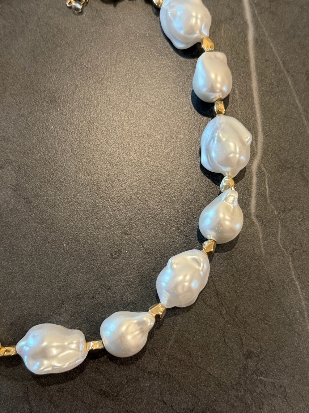 Baroque Pearl & Gold Necklace - Picture 3 of 4